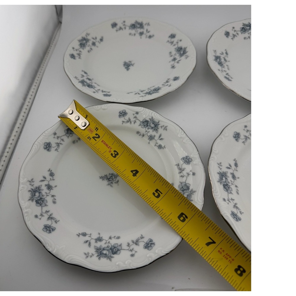Johann Haviland Bavaria Plates Blue Floral Silver Rim‎ Set of 4 - Picture 2 of 9